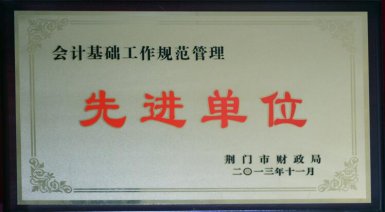 2013荆门市会计基础工作规范管理先进单位